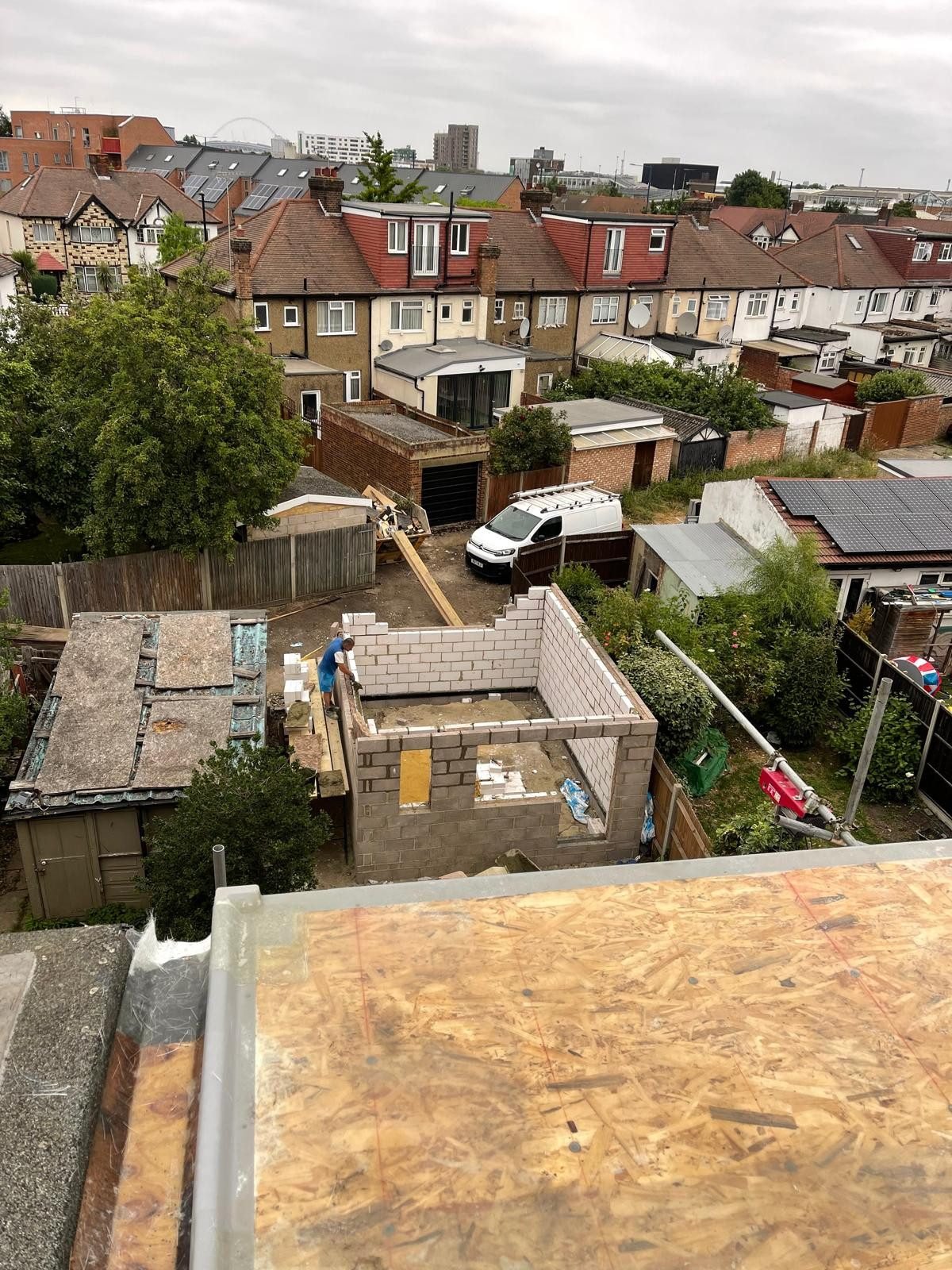 Rear extension blockwork rising
