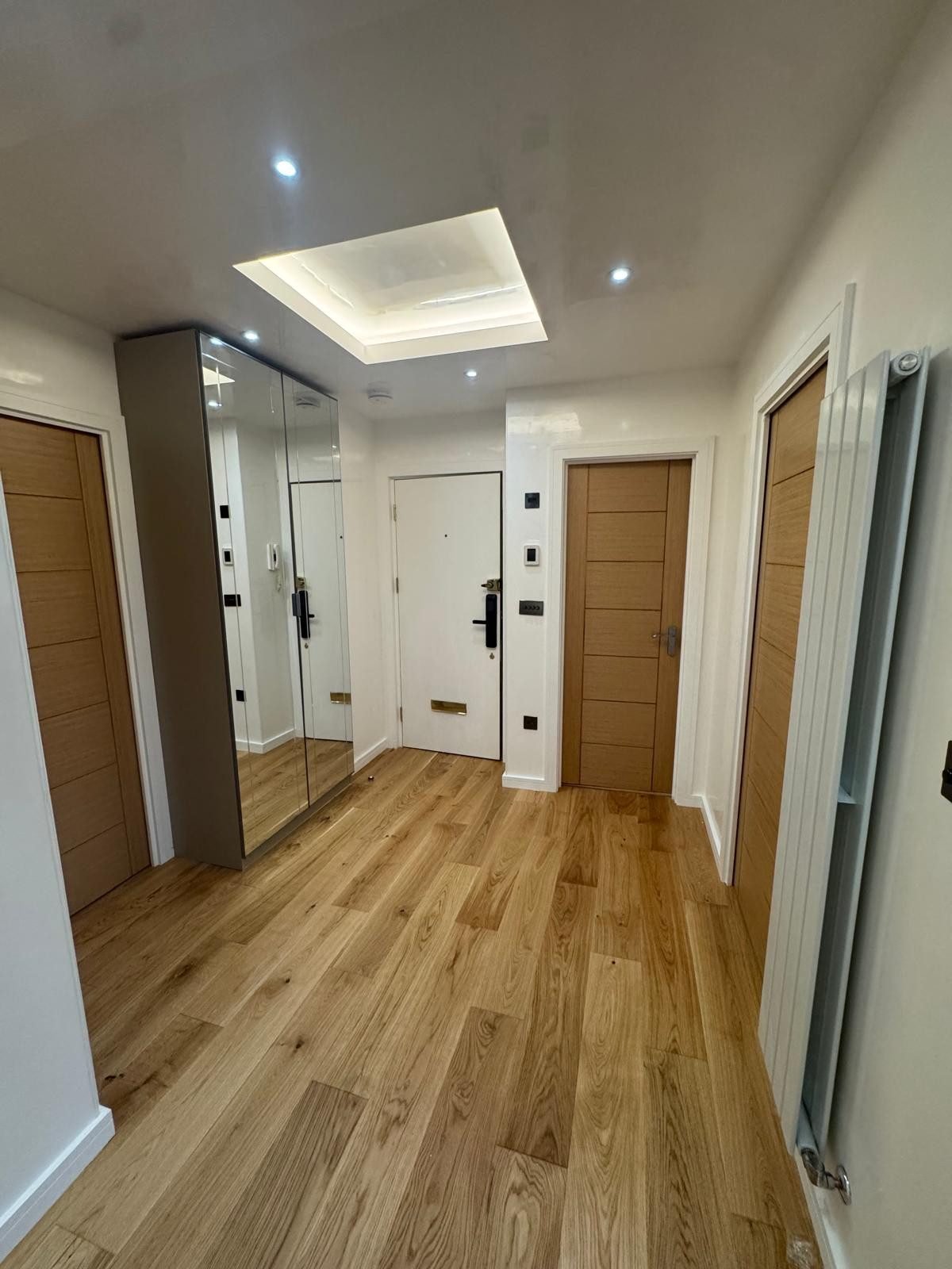 Oak-floored hallway