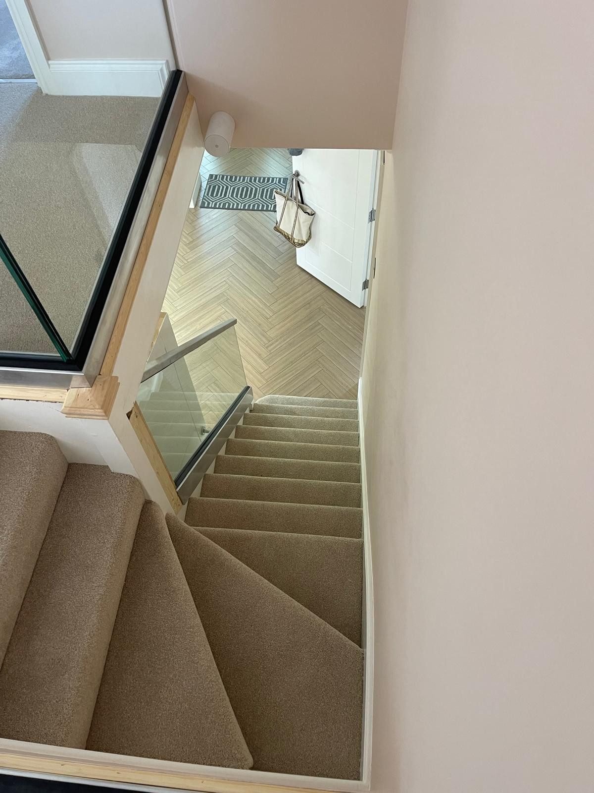 Staircase with glass balustrade